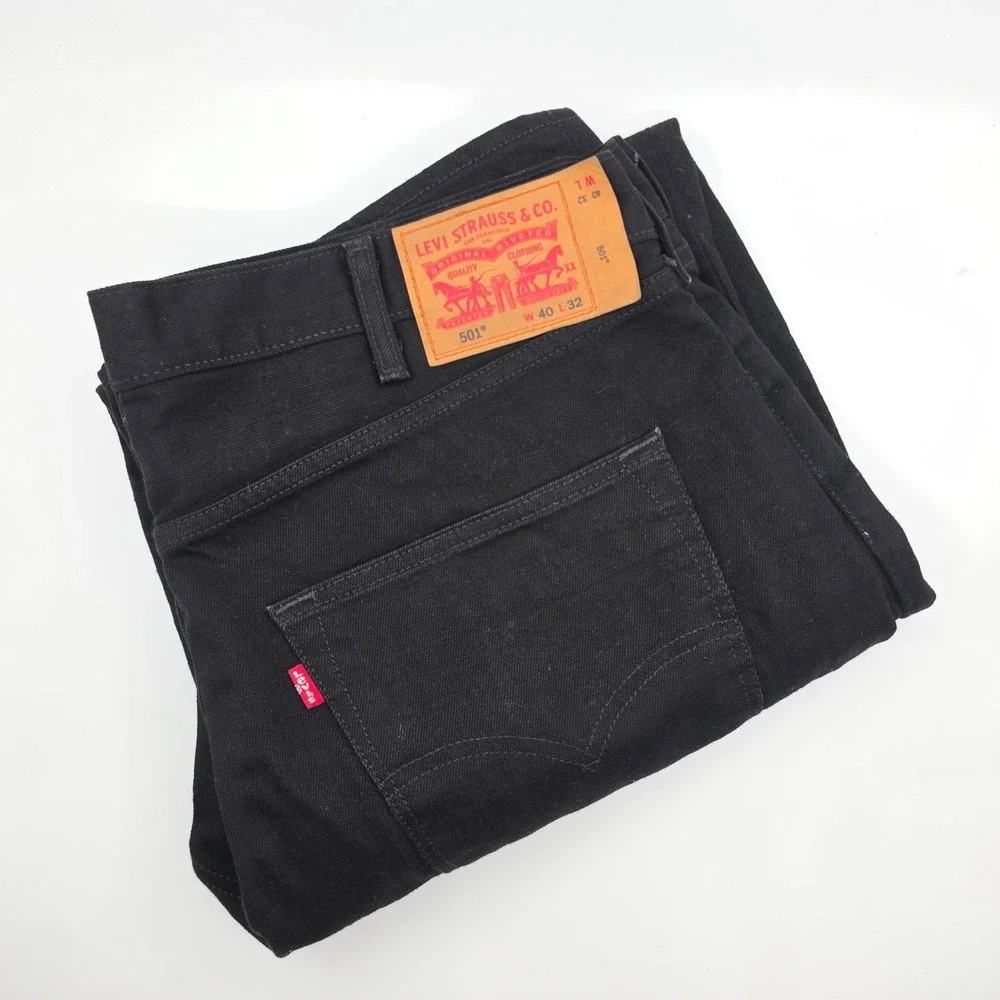 Levi's 501 Jeans Mens 40x32 Original Fit Button Fly Black Straight Cotton